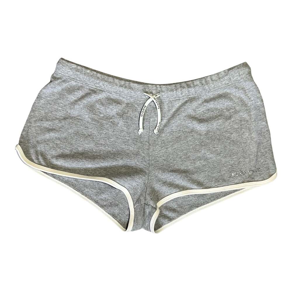 Vintage Bebe bbsp Heather Grey Rhinestone Logo Dolphin Shorts Size M-Y2K